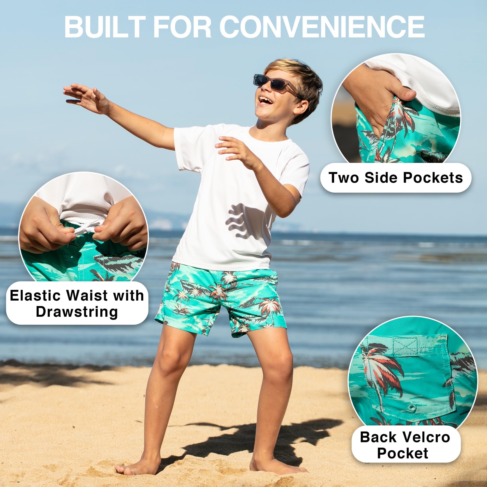 Kanu Surf Adventure Swim Trunks with Compression Liner Quick Dry Stretch Boys Swimsuit Bañador para Hombre para Niños