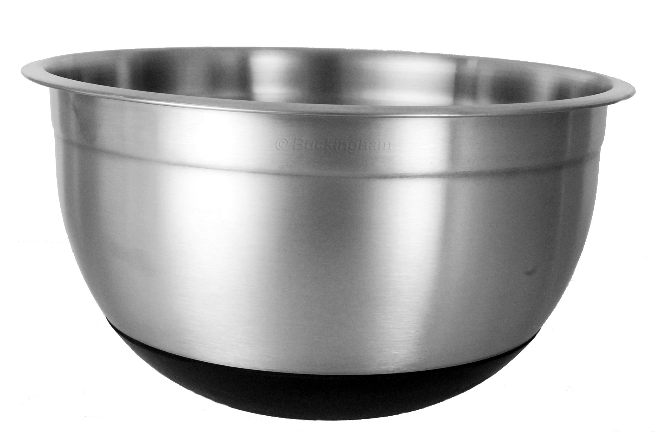 Buckingham Designer Stainless Steel Salad/Mixing Bowl 3 Litre Silicon Base, Silver Black, 18922