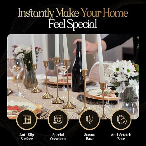 Miniatura 3 de Candelabros negros para candelabros cónicos más apagador de velas – Centro de mesa para decoración de comedor – Candelabro de metal para velas –