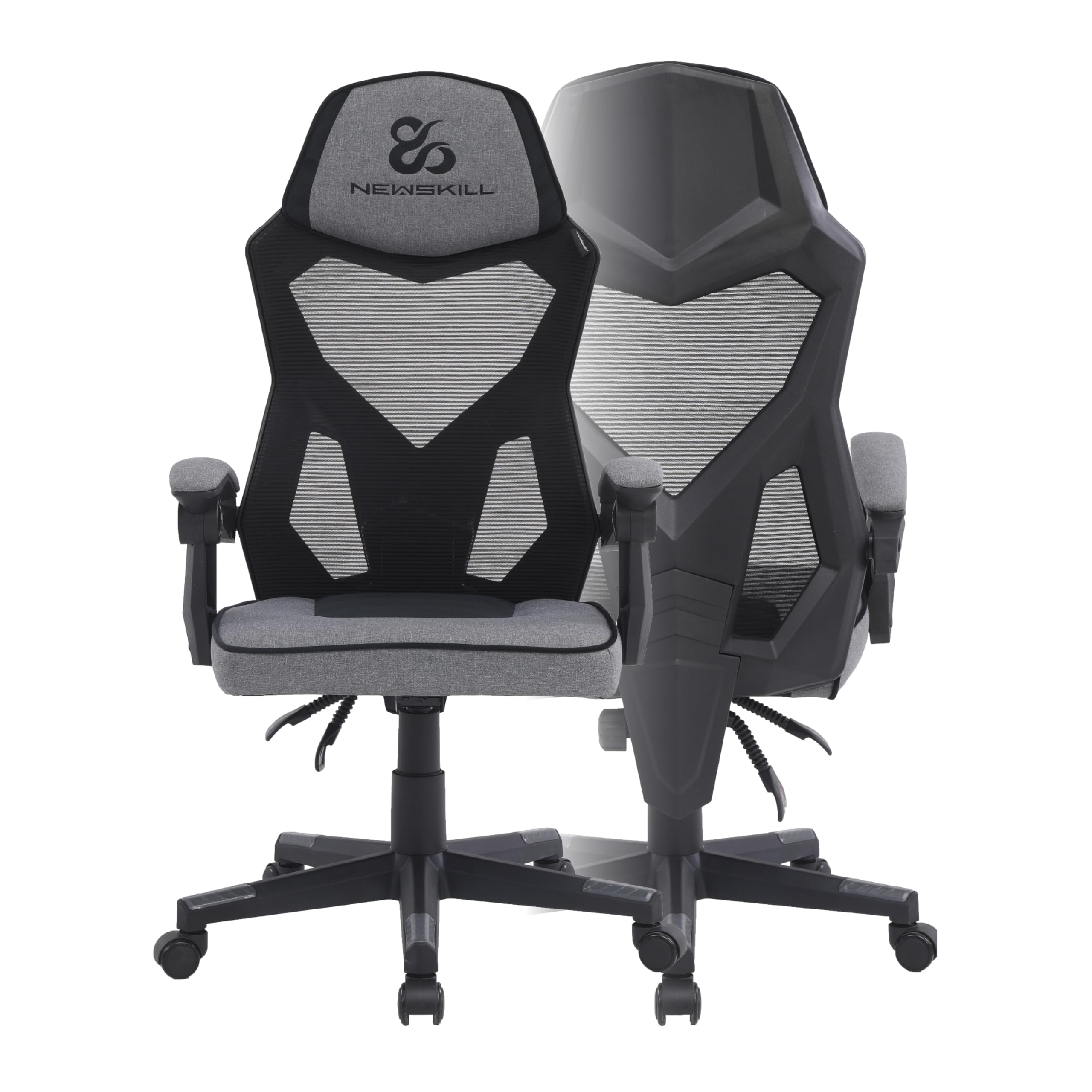 NEWSKILL Eros Silla Gaming ergonómica con Respaldo de Malla, Asiento Acolchado y Base metálica - Color Gris