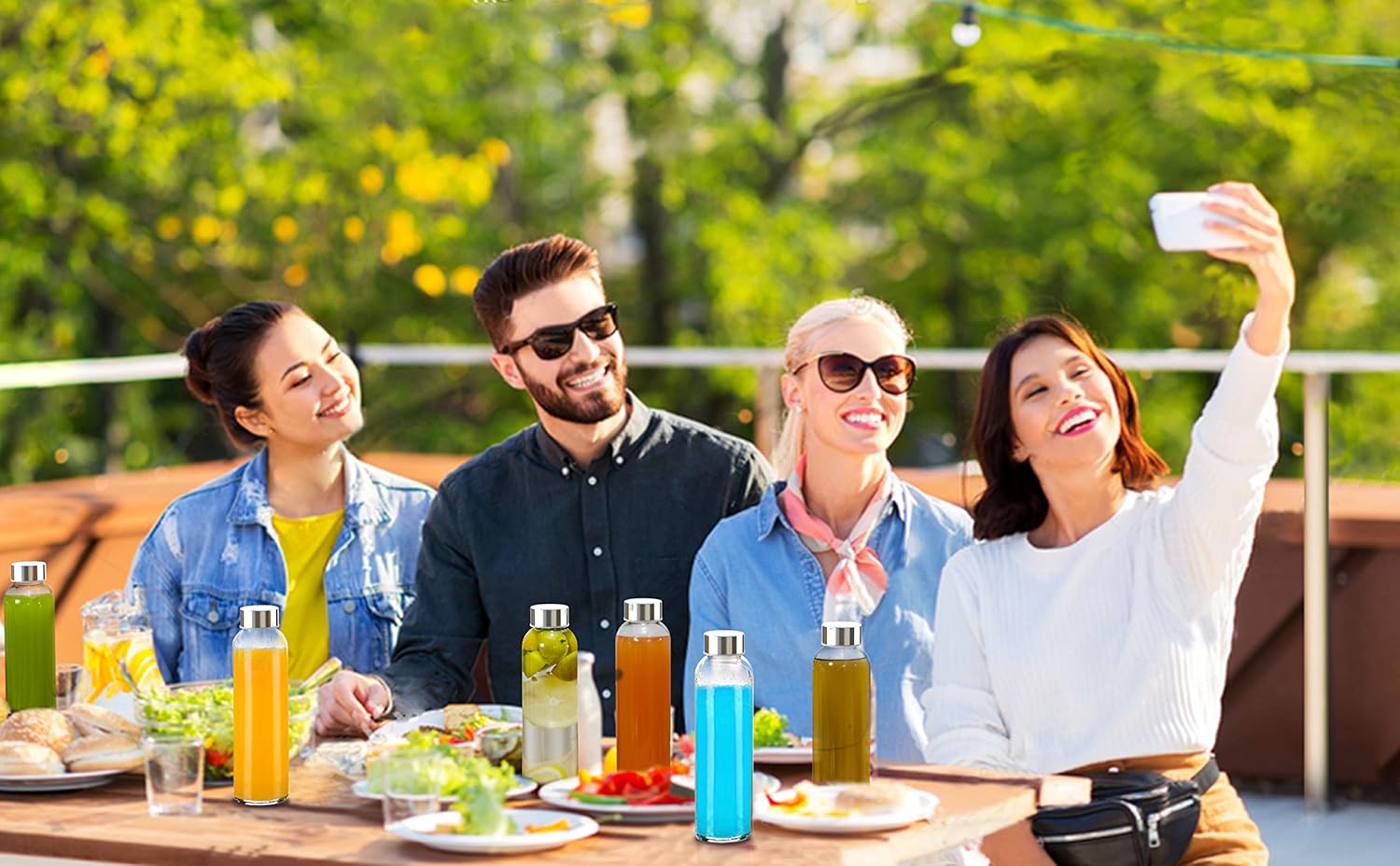 Sursip 24oz Glass Water Bottle Set of 10, Leak Proof Clear glass juice bottle for juicing, Reusable Drinking Bottles with Stainless Steel Lid, Beverage Storage Containers for Refrigerator-BPA Free - Image 8