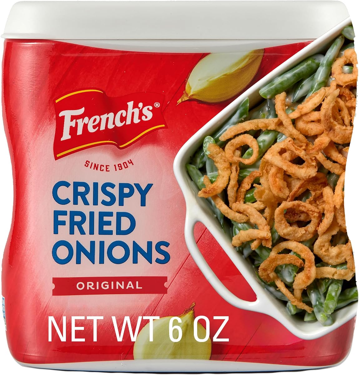 Cebollas fritas crujientes francesas, originales, hechas con cebollas reales, sin sabores artificiales, espolvoreadas sobre ensaladas, papas, pollo, hamburguesas, cazuela de judías verdes, 6 oz