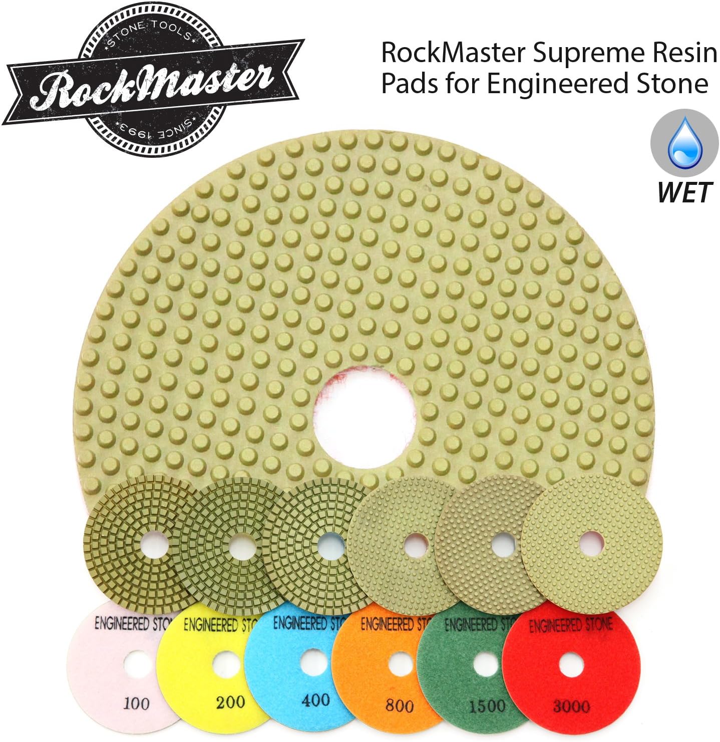 RockMaster 4" Engineered Stone Polishing Pads (100 Grit