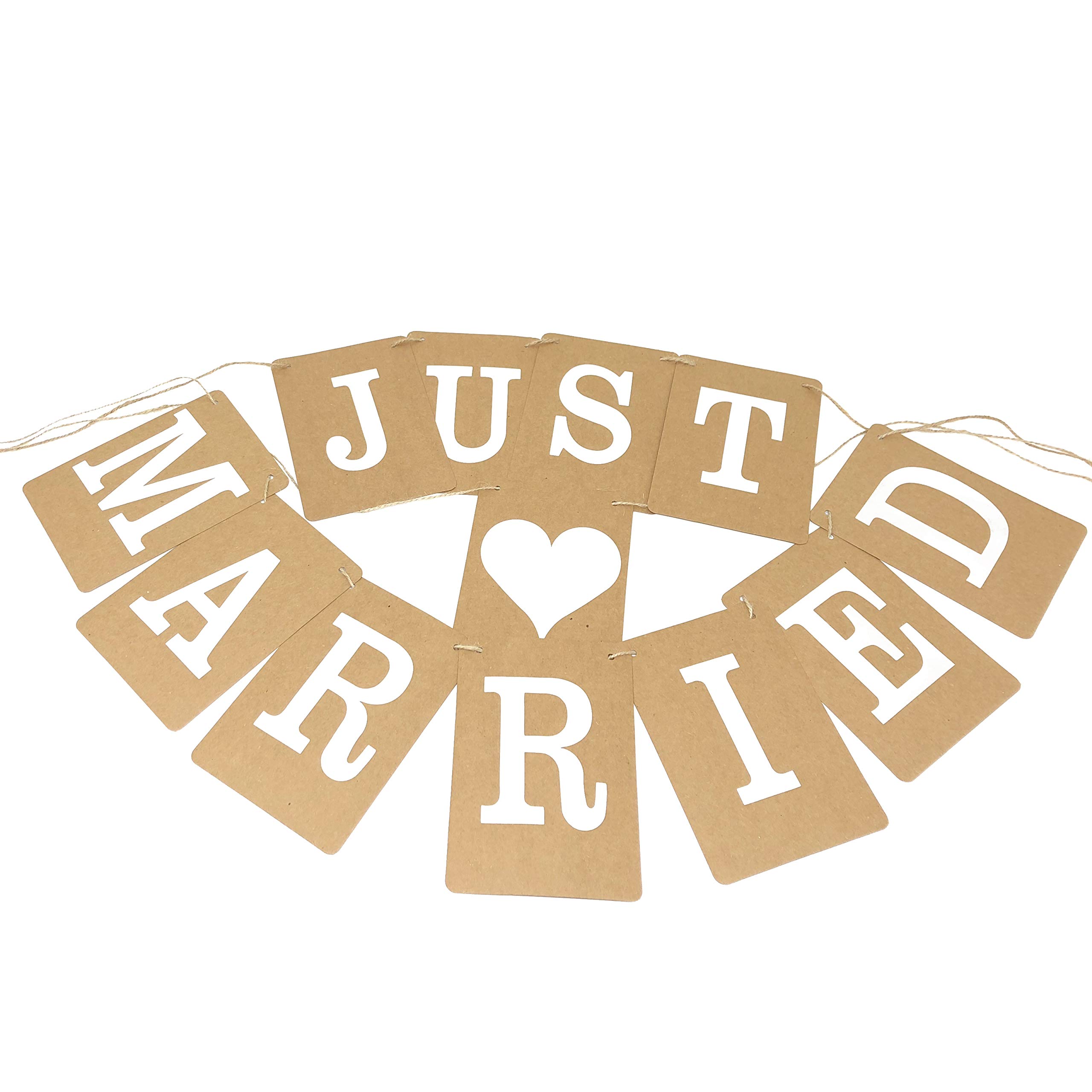 Wedding Touches Beige Just Married Wedding Bunting Cardboard Vintage Square Wedding Decoration