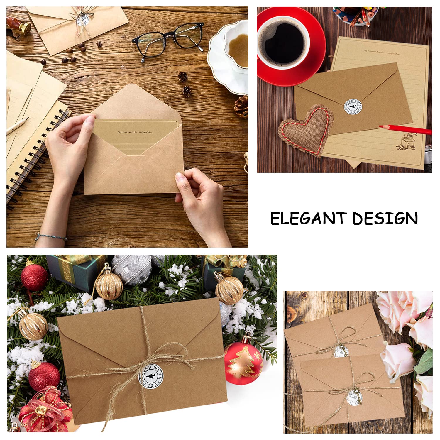 Enveloppes de Papier Vintage 61PCS Papeterie à Lettre pour Adultes
