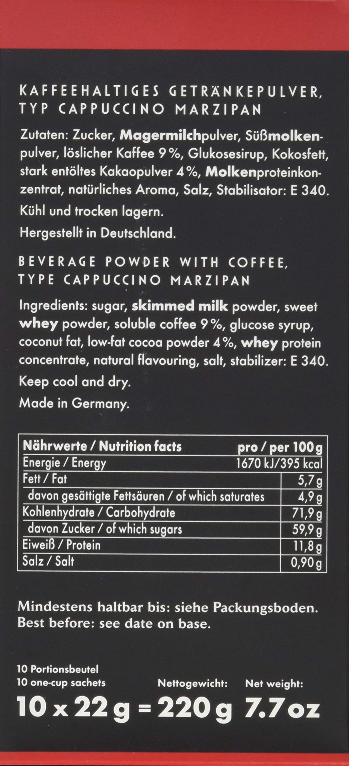 Niederegger Marzipan-Cappuccino, 10 Portionsbeutel, 220 g