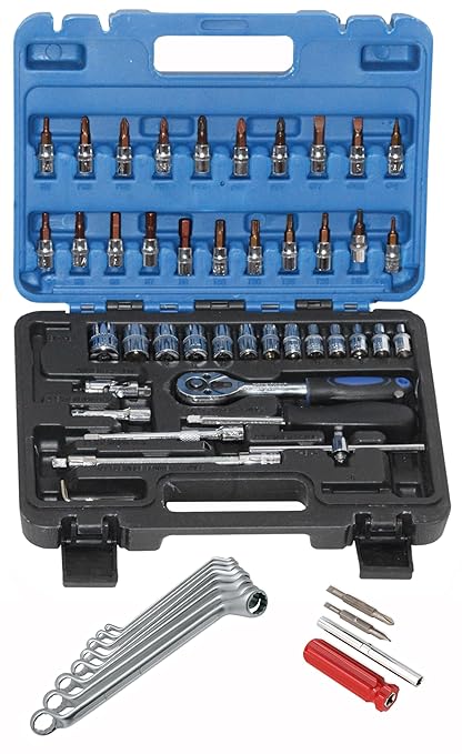 Digital Craft Hand Tool Kit Car Ratchet Wrench Assembly Tool Household Repair Tools Automotive Set 46PC Socket Set,4 In 1 Screw Driver,8Pc Ring Spanner Set,
