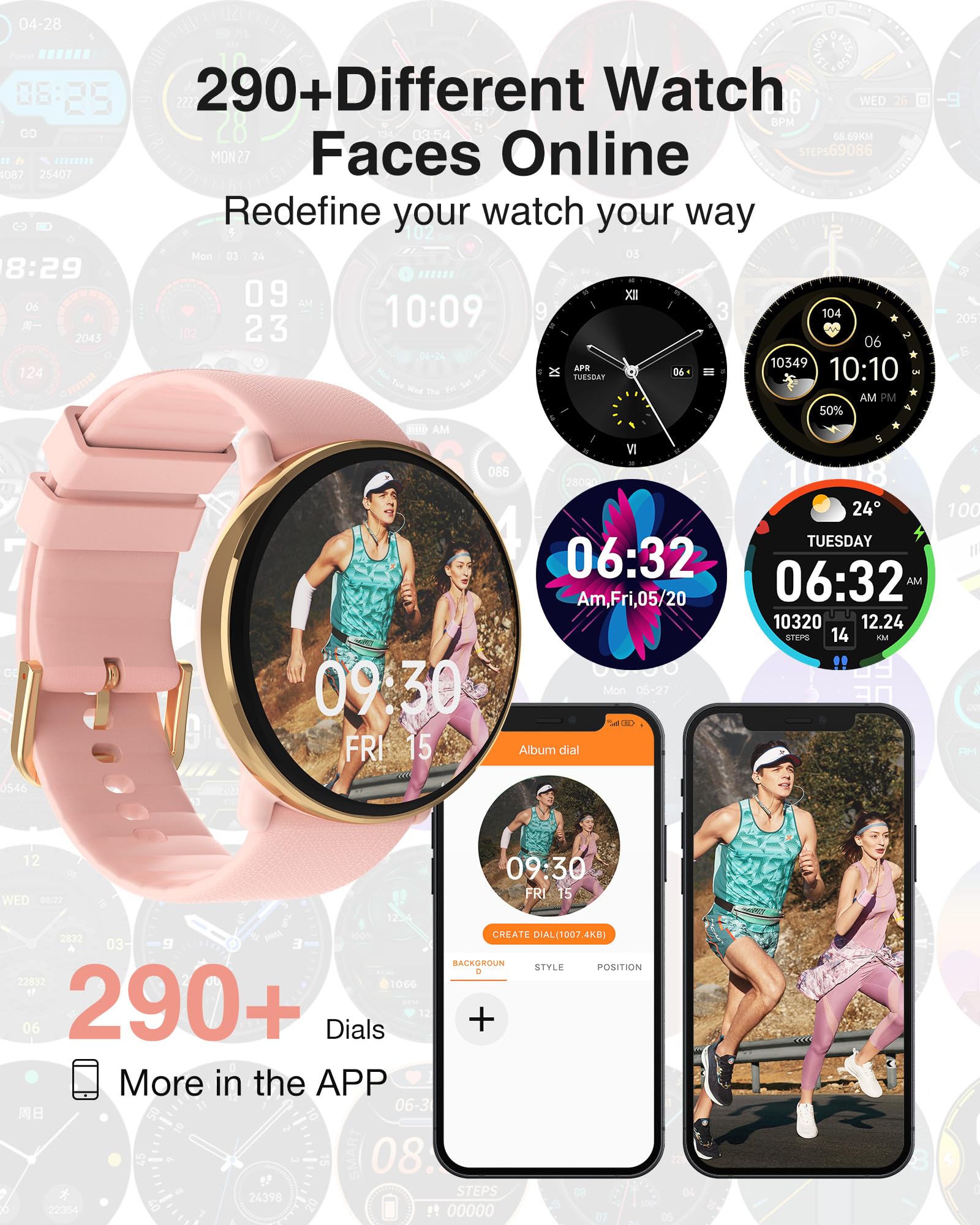 ZPIMY 1,43 inch AMOLED Smartwatch voor dames met telefoonfunctie, 5 ATM