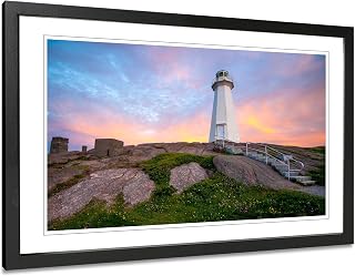 Cape Spear Lighthouse Sunset Photography Print. Newfoundland Framed Wall Art.