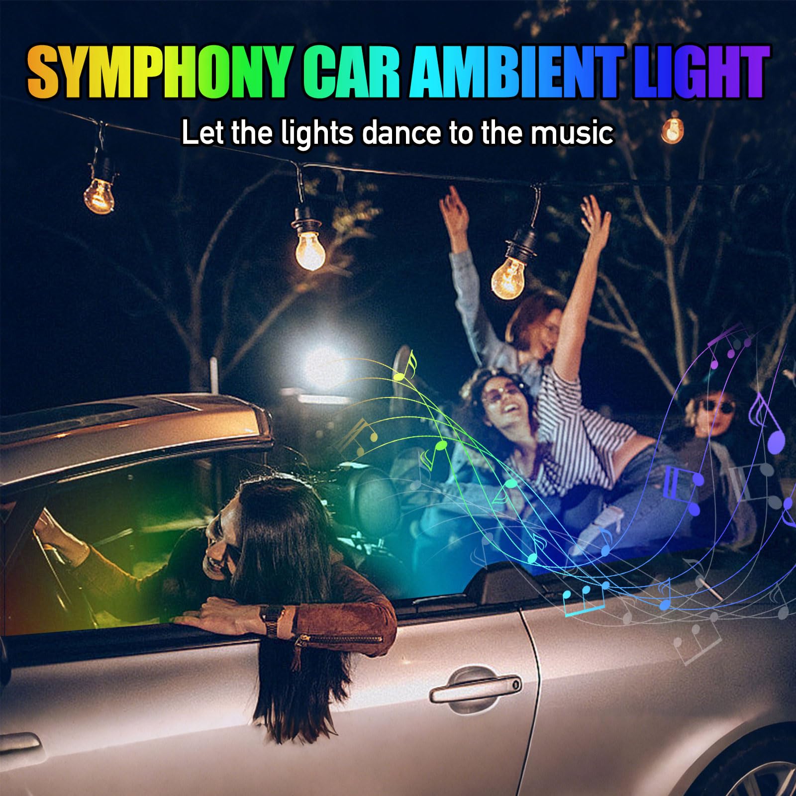 Éclairage intérieur LED de voiture - Bande d'éclairage d'ambiance en acrylique avec 593 LED en fibre optique - Kit d'éclairage d'ambiance - 16 millions de couleurs - Fonction active au son - Lumière