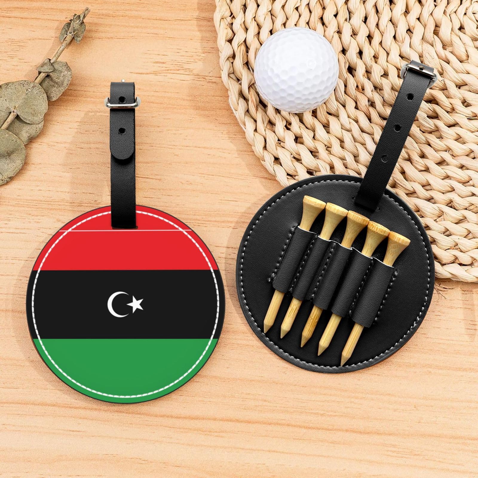 Libyan Flag Black Golf tee Storage Bag - Durable and wear-Resistant Golf Accessories