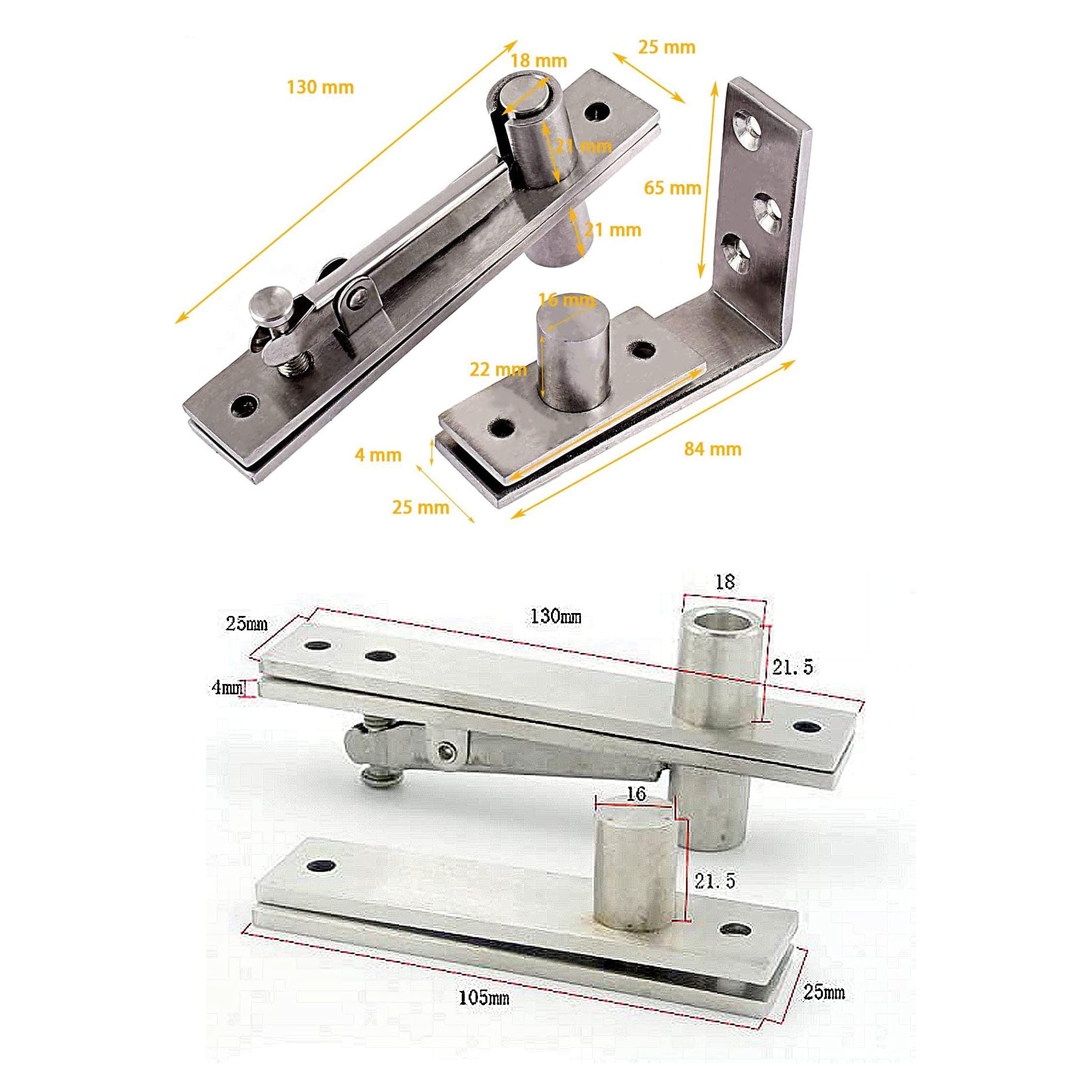 TamBee Pivot Hinges Shaft Stainless Steel 360 Degree Rotation Shaft