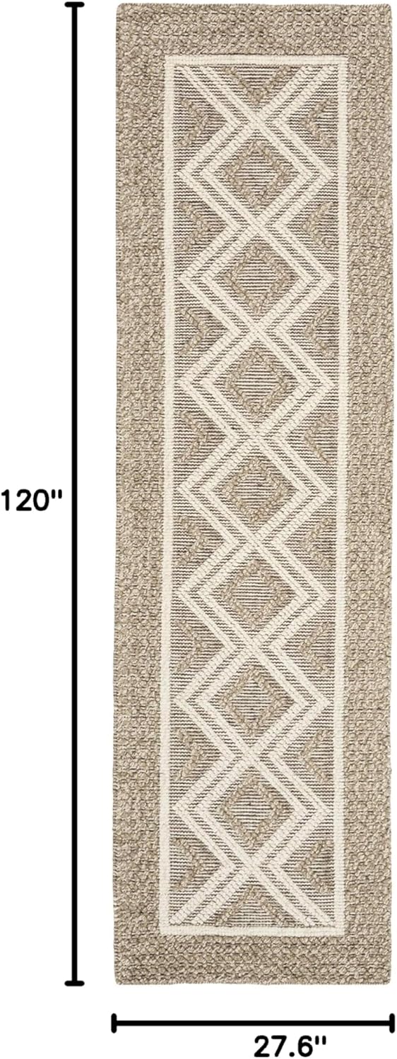 SAFAVIEH Vermont Collection Runner Rug - 2'3" x 10', Beige & Ivory, Handmade Wool & Cotton, Ideal for High Traffic Areas in Living Room, Bedroom (VRM212B)