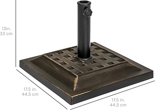 Miniatura 7 de Best Choice Products Soporte de sombrilla de patio al aire libre de 26 libras, base cuadrada de acero resistente con acabado de bronce, patrón