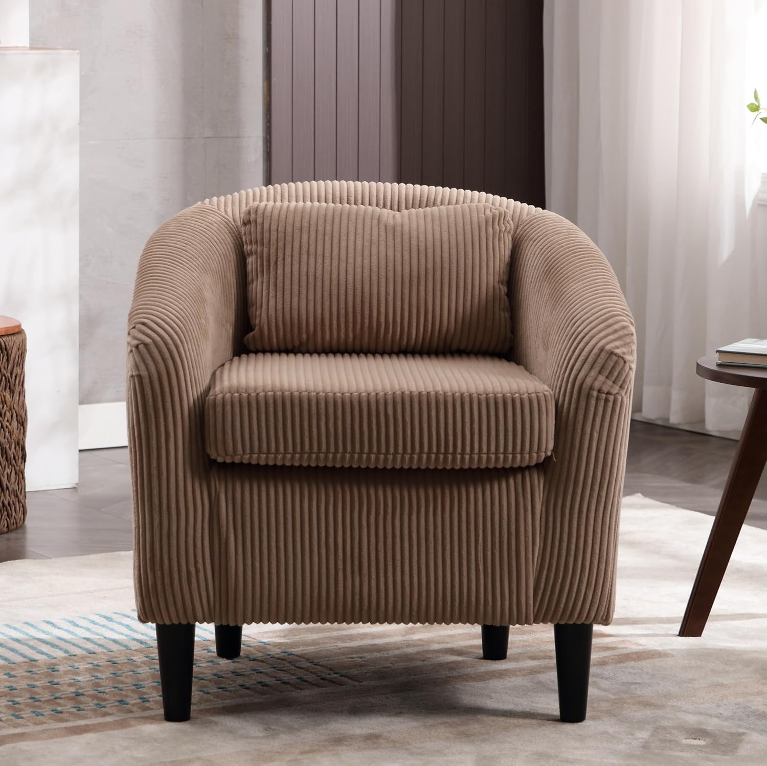 KYLE & KAY Modern Barrel Accent Chair, Comfy Accent Chair