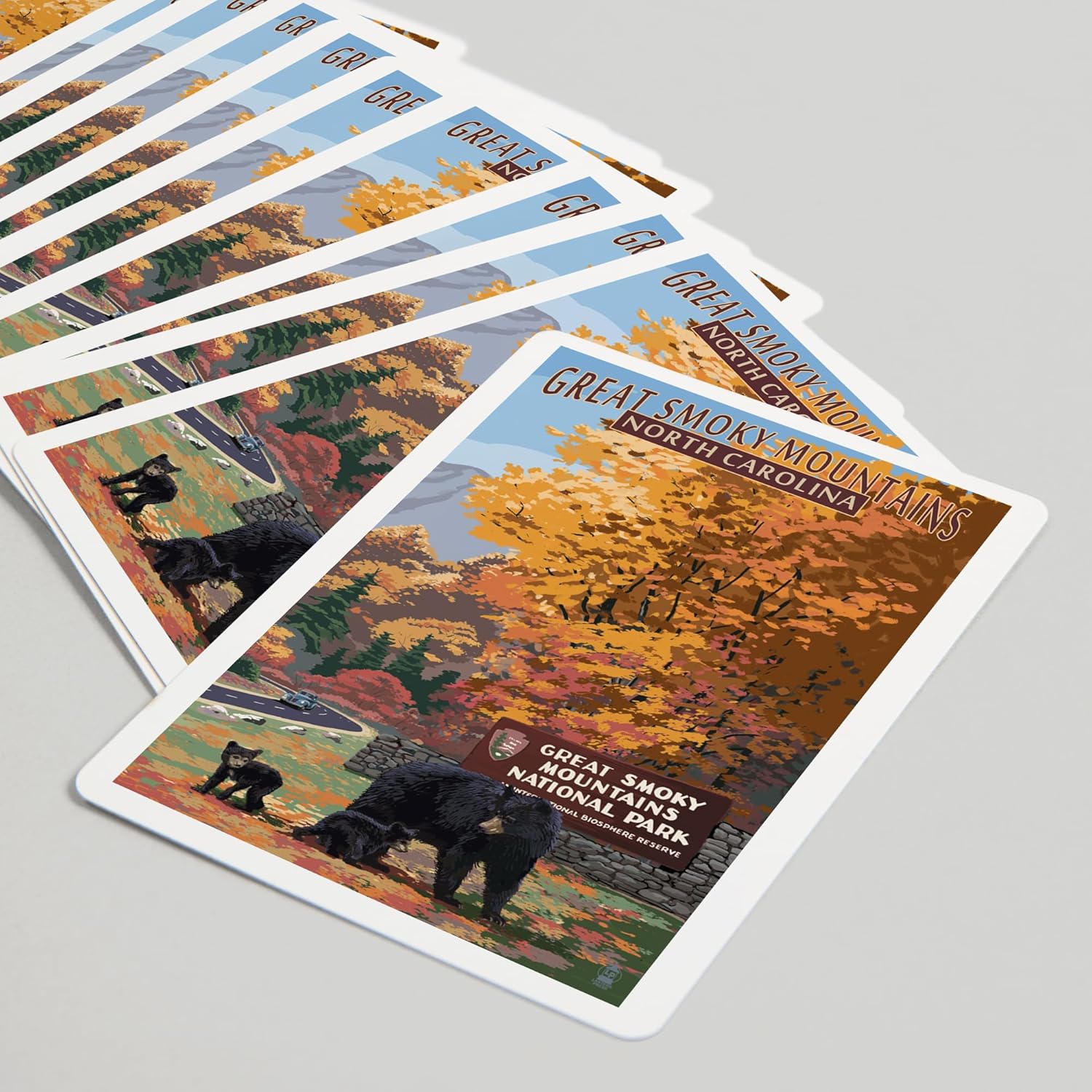 Lantern Press Great Smoky Mountains, Park Entrance and Bear Family, 52 Playing Cards for Adults, Poker Size Card Deck