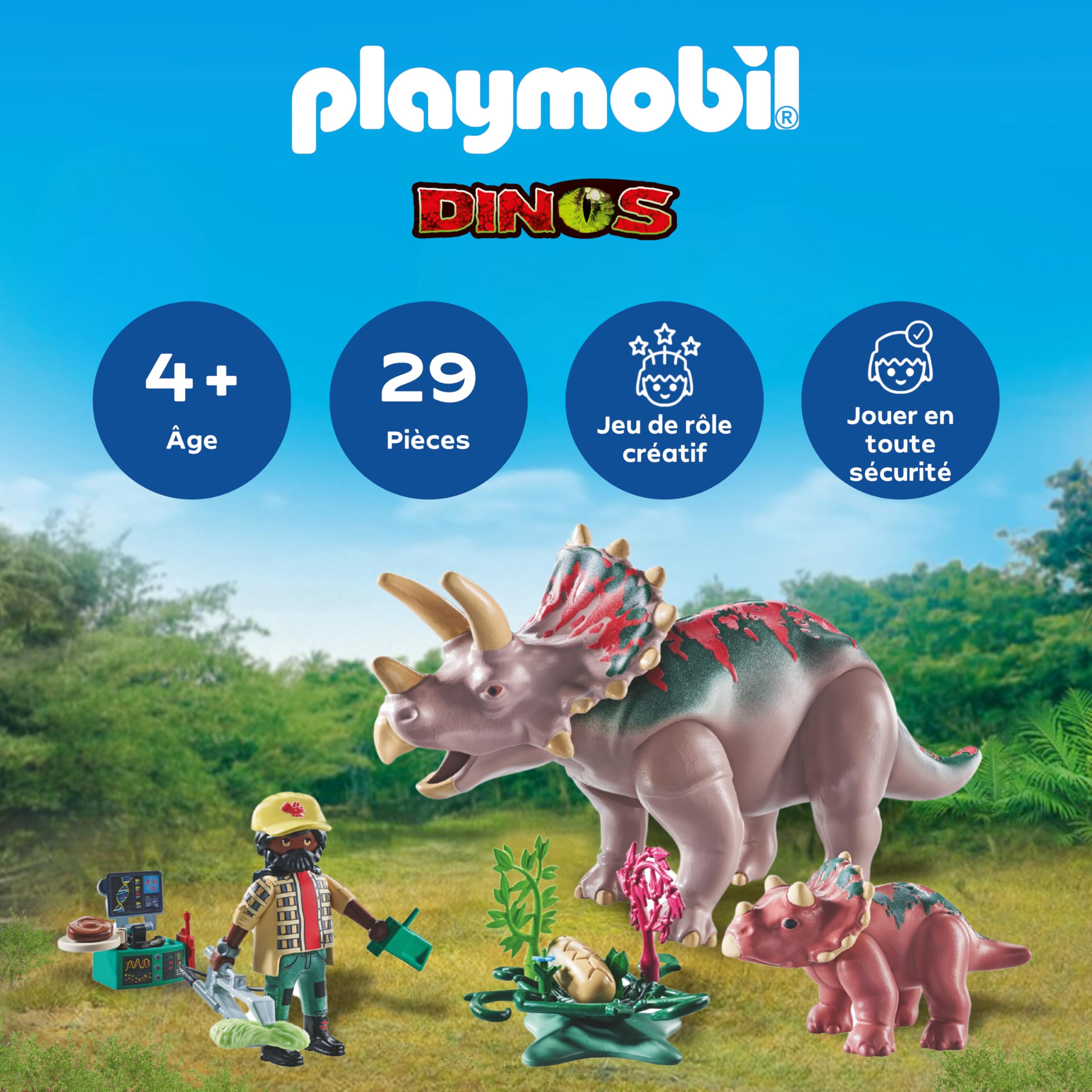 Visiter la boutique Playmobil Playmobil | Dinos | Triceratops avec Une bébé | Jeu de Dinosaures | Figurines d’Animaux | Jouet d’Aventure | pour Enfants de 4 Ans et Plus | 71821 in use