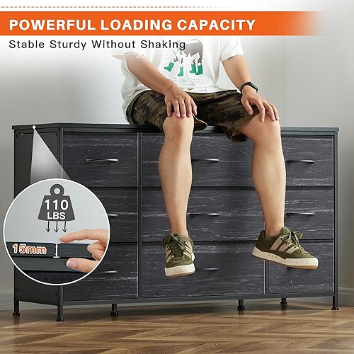 Miniatura 8 de EnHomee Mueble de TV con cajones, centro de entretenimiento con 9 cajones, consola multimedia para consola de TV de 60 pulgadas para dormitorio,