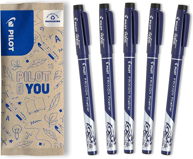 Pilot Frixion Fineliner Erasable Fineliner Set of 5 (Black)
