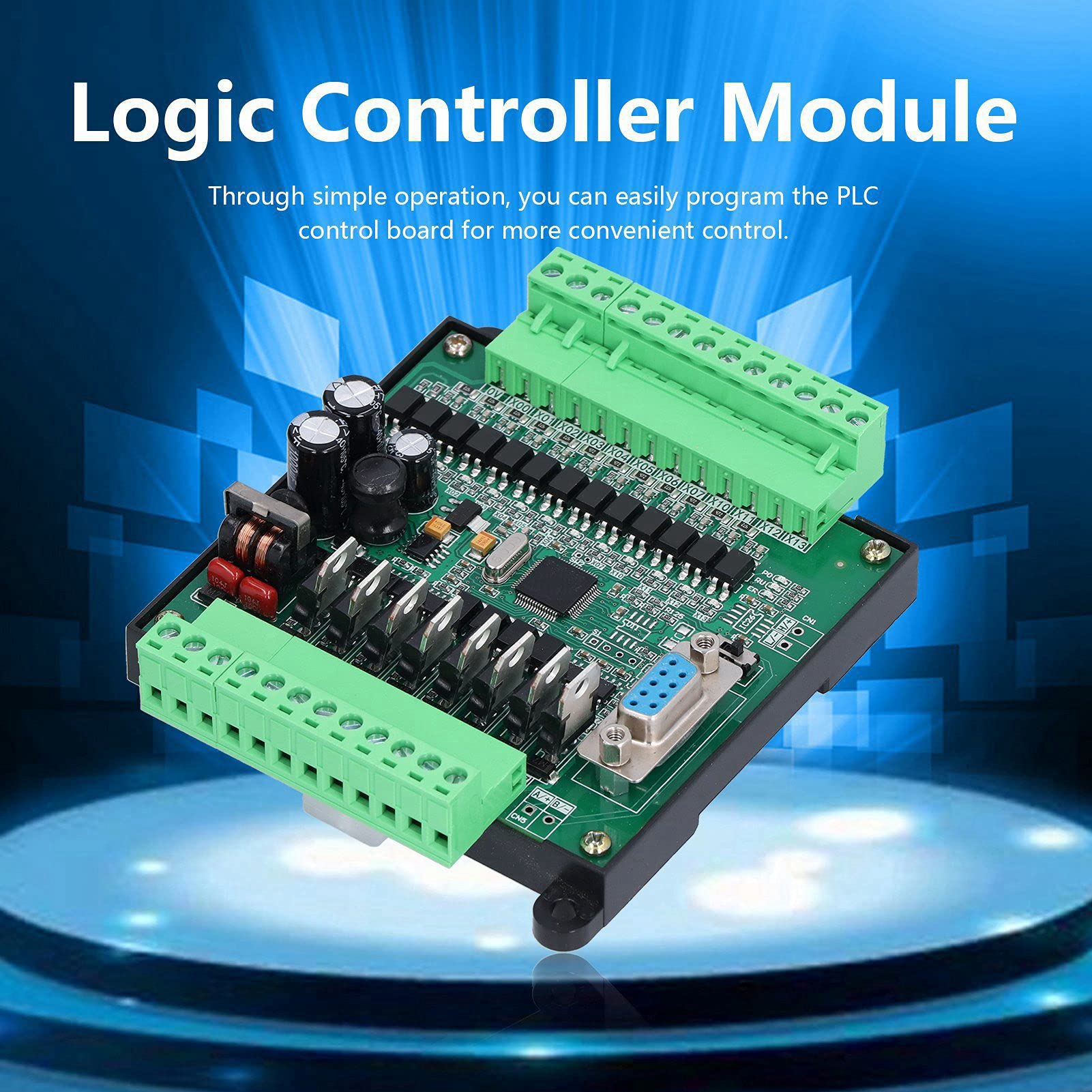 PLC Scheda di Controllo Industriale DC 24V Controller Logico Programmabile Relè 12 Ingresso 8 Uscita 2N20MT per il Controllo di Automazione Industriale(with Base)