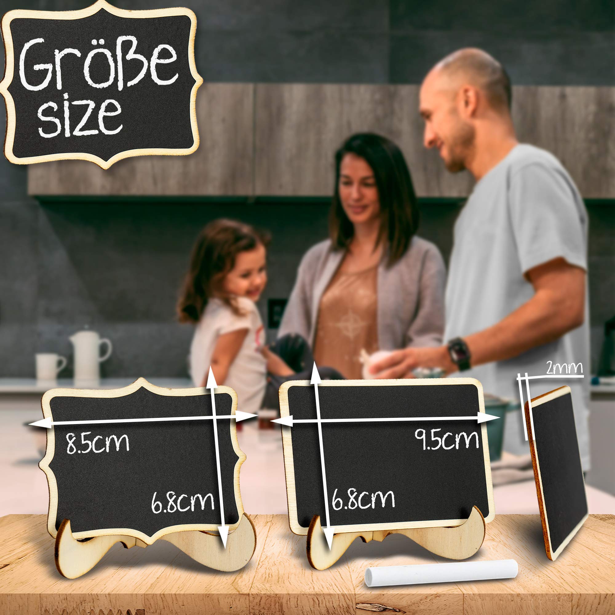 20 Lavagnette Mini Lavagna In Legno Con Supporto - Segnaposto Riutilizzabili Per Matrimoni E Eventi - Foto 5