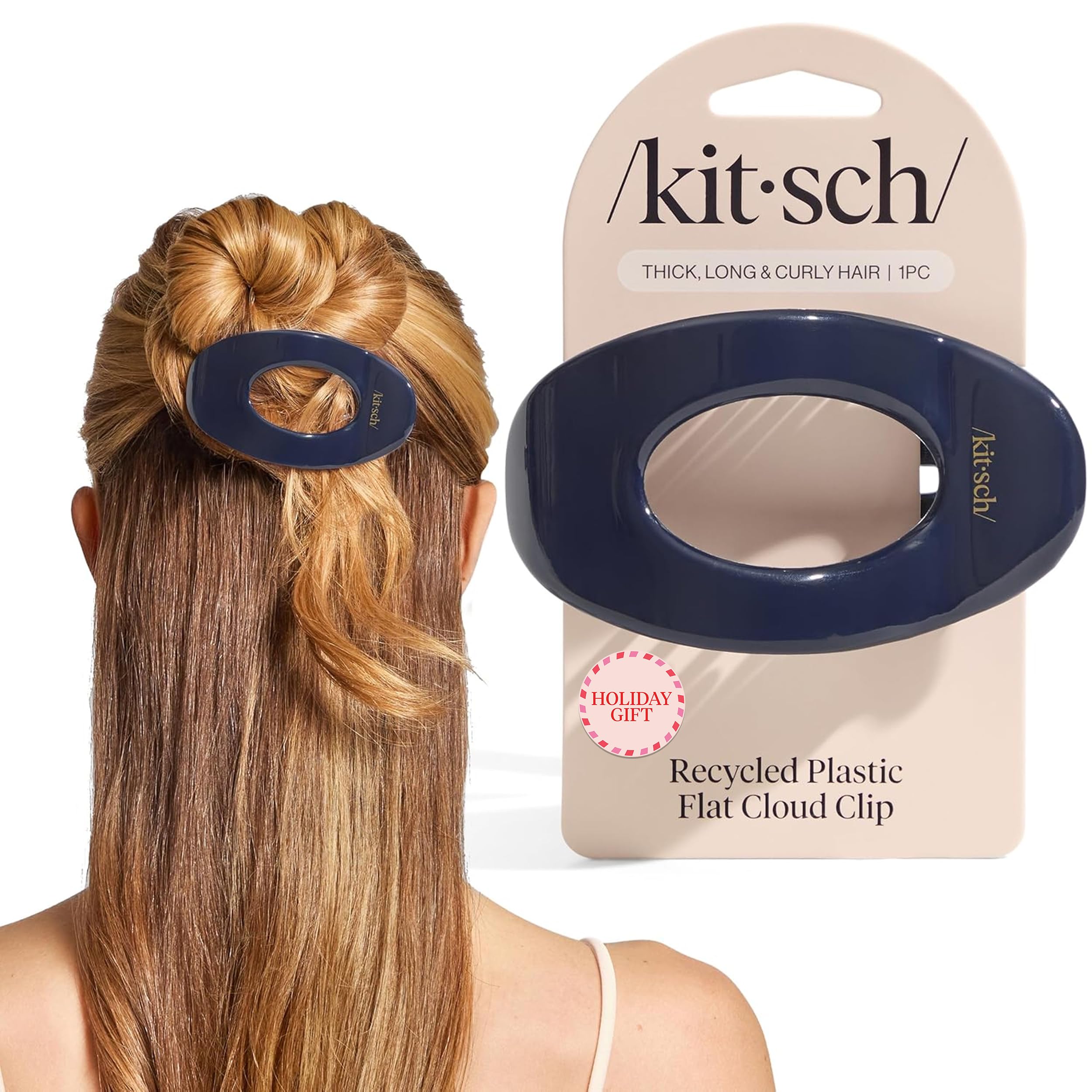 Kitsch Large Flat Claw Clips for Women - Stylish Flat Hair Clips, Strong Hold for Thick & Fine Hair | Non-Slip for Secure, Comfortable All-Day Wear | Ideal Gifts for Women - Blue Orchid