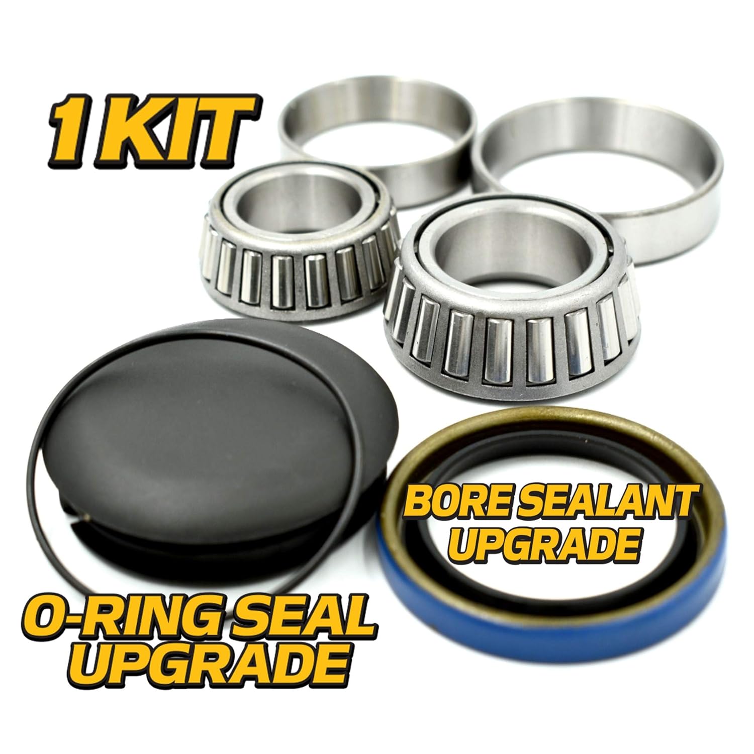 TCU26325 Fork Caster Spindle Bearing, Seal, Cap Rebuild Kit Replaces John Deere JD8187, JD8225, JD8253, JD8935, AH98118, TCA18683 w/O-Ring Seal Upgrade