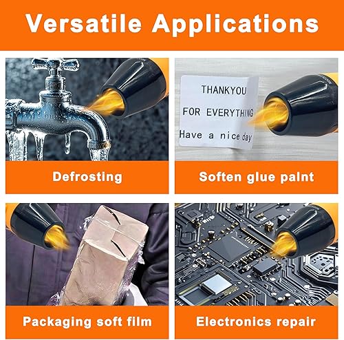 Miniatura 3 de Pistola de calor, mini pistola de calor de 350 W con boquilla reflectora, ajustes de temperatura duales, pistola de aire caliente de calor rápido,