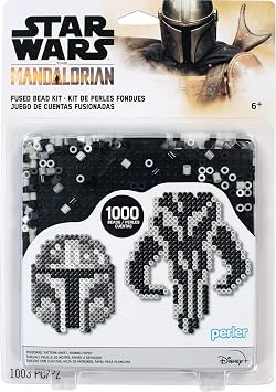 Perler Mandalorian Helmet and Signet Star Wars Fuse Bead Craft Kit, Multicolor 1005 Piece