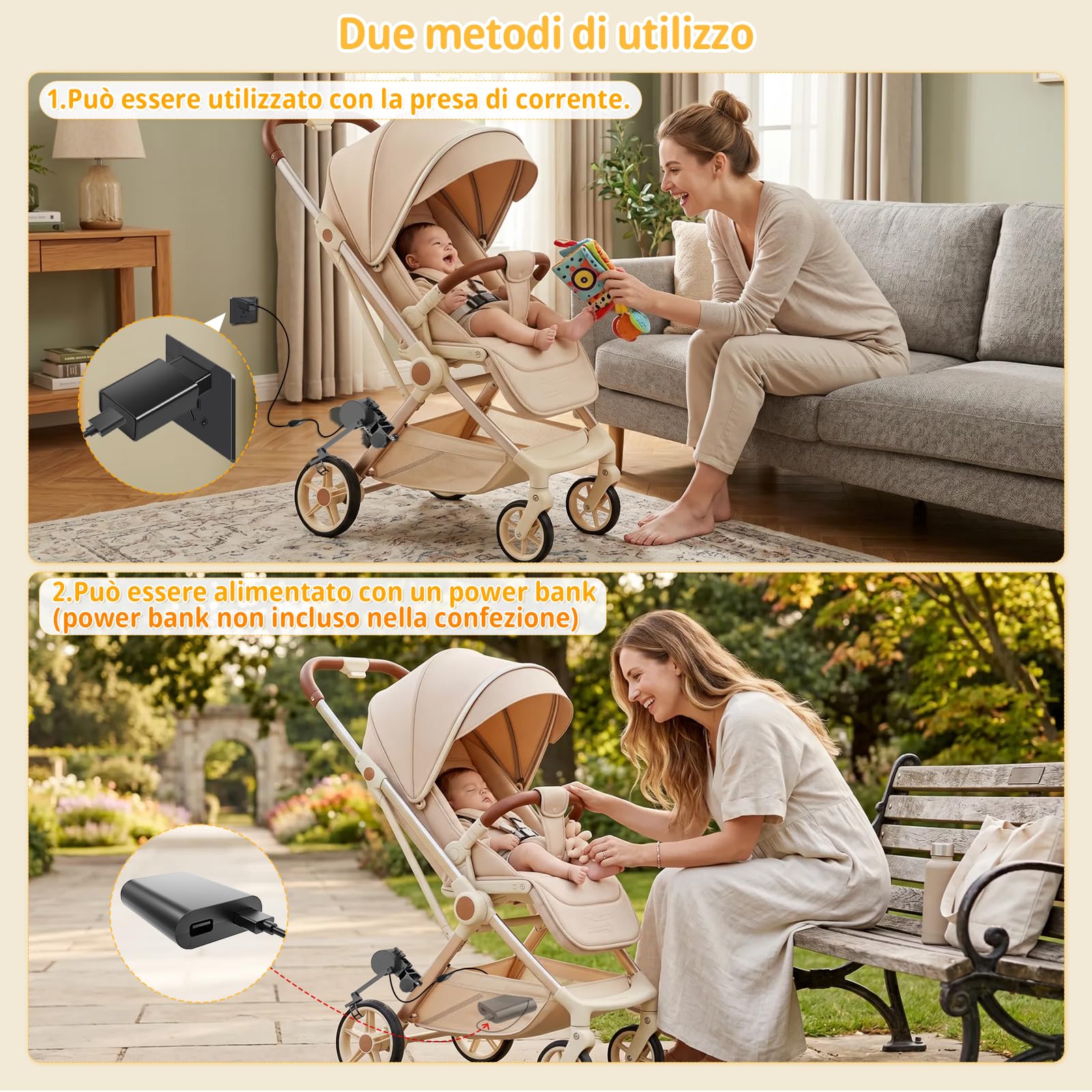 Dondolo per Passeggino, Dondolio assistito del Passeggino, Aiuto per il Sonno del Bambino, Dondolio delicato, Design Innovativo, Intensità regolabile, per Alcuni Passeggini- Nero