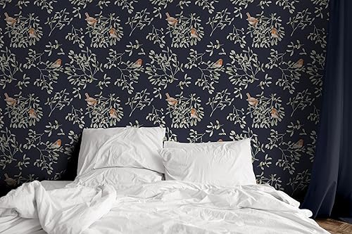 Miniatura 5 de EeeComing Papel tapiz autoadhesivo para despegar y pegar, vintage, extraíble, papel de contacto con pájaros, 16.1 x 393.7 pulgadas, autoadhesivo