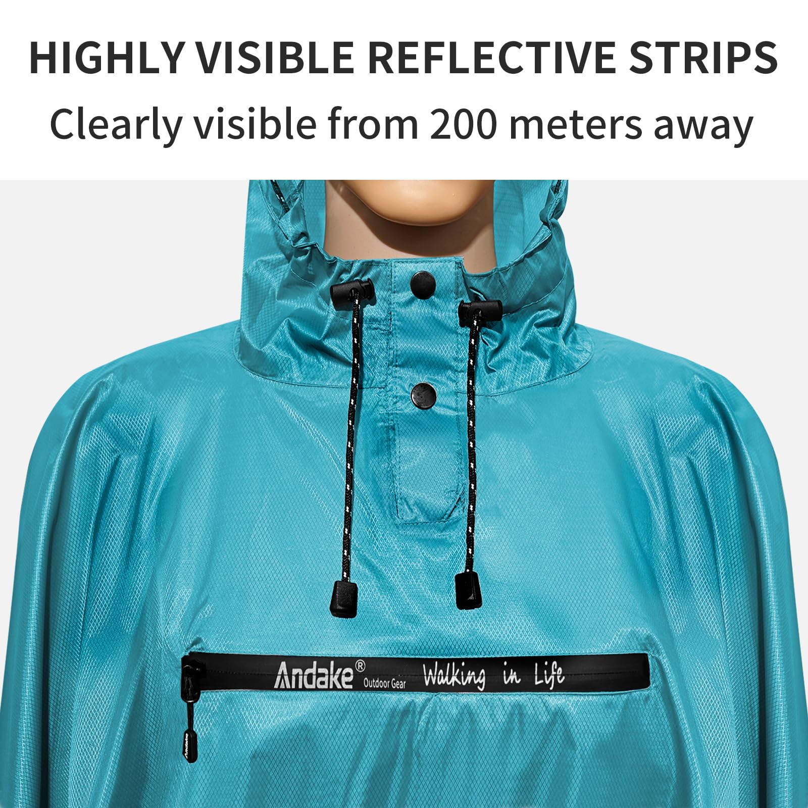 Andake Poncho Uomo Donna Impermeabile Unisex Giacca da Pioggia Antivento Resistente alle Rughe Impermeabile riutilizzabile per Campeggio Escursionismo Outdoor e Uso Quotidiano