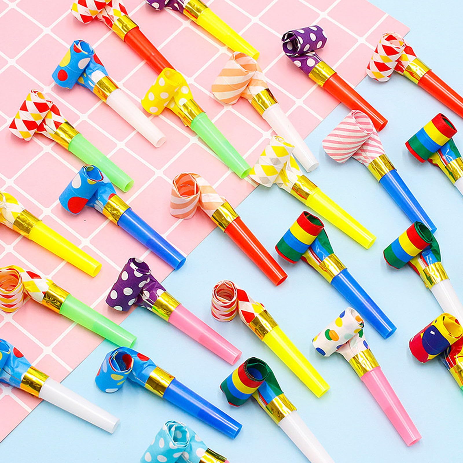 50pcs Party Blower Noisemakers, Funny Blowouts Whistles Party Noise Maker, Colorful Musical Blowouts Birthday Horns Whistles for Kids