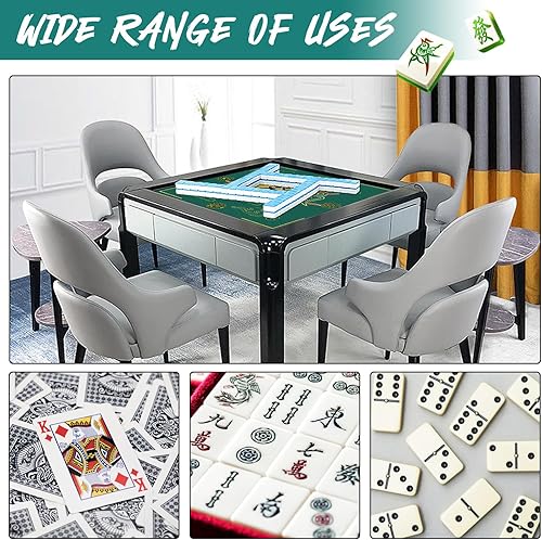 Miniatura 7 de ALANGDUO Mahjong Mat - Cubierta antideslizante de reducción de ruido para Mahjong Paigow Poker de 31.5 x 31.5 pulgadas (verde 2)