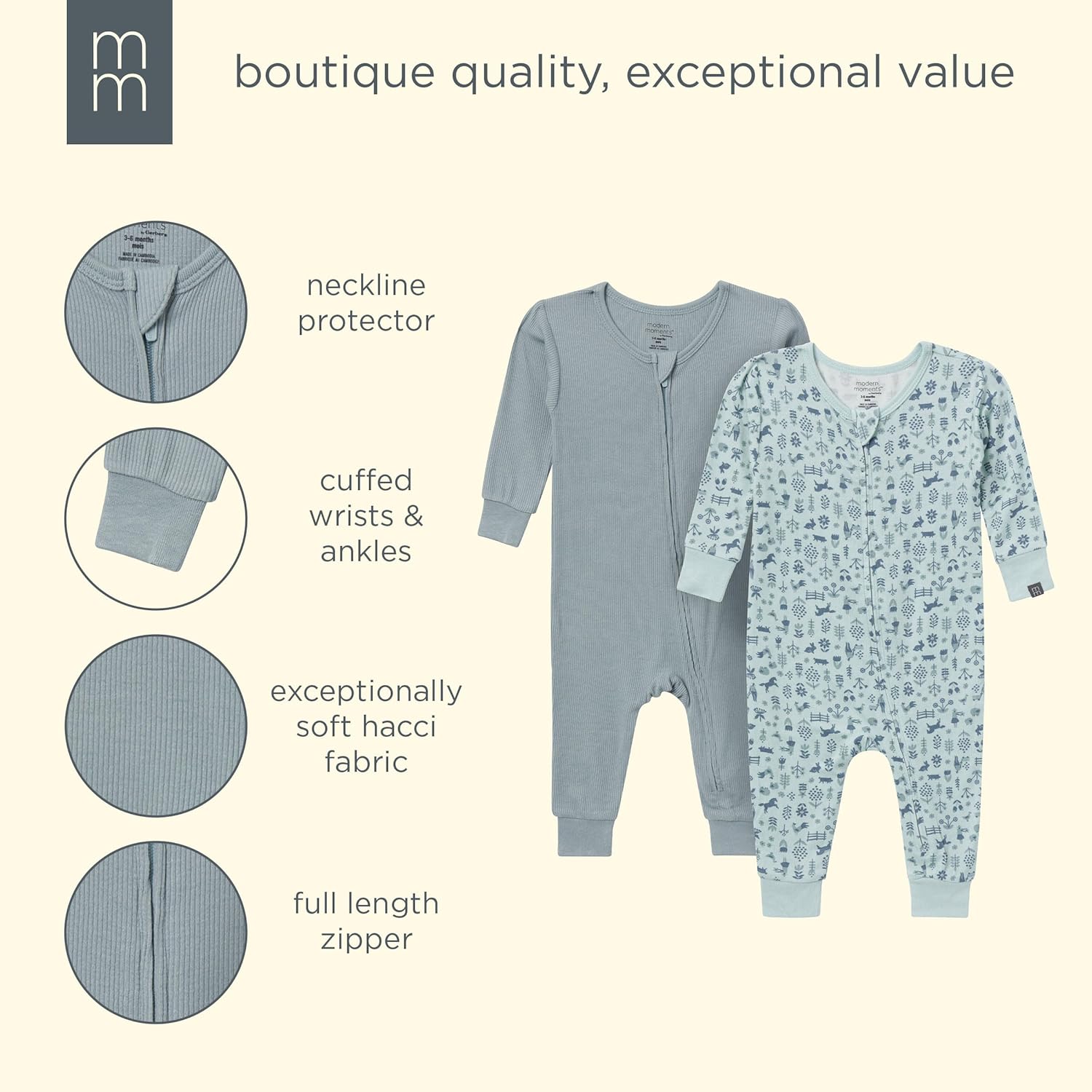 Modern Moments by Gerber unisex-baby Viscose 2-pack Footless Tight Fitting Pajamas - Image 7