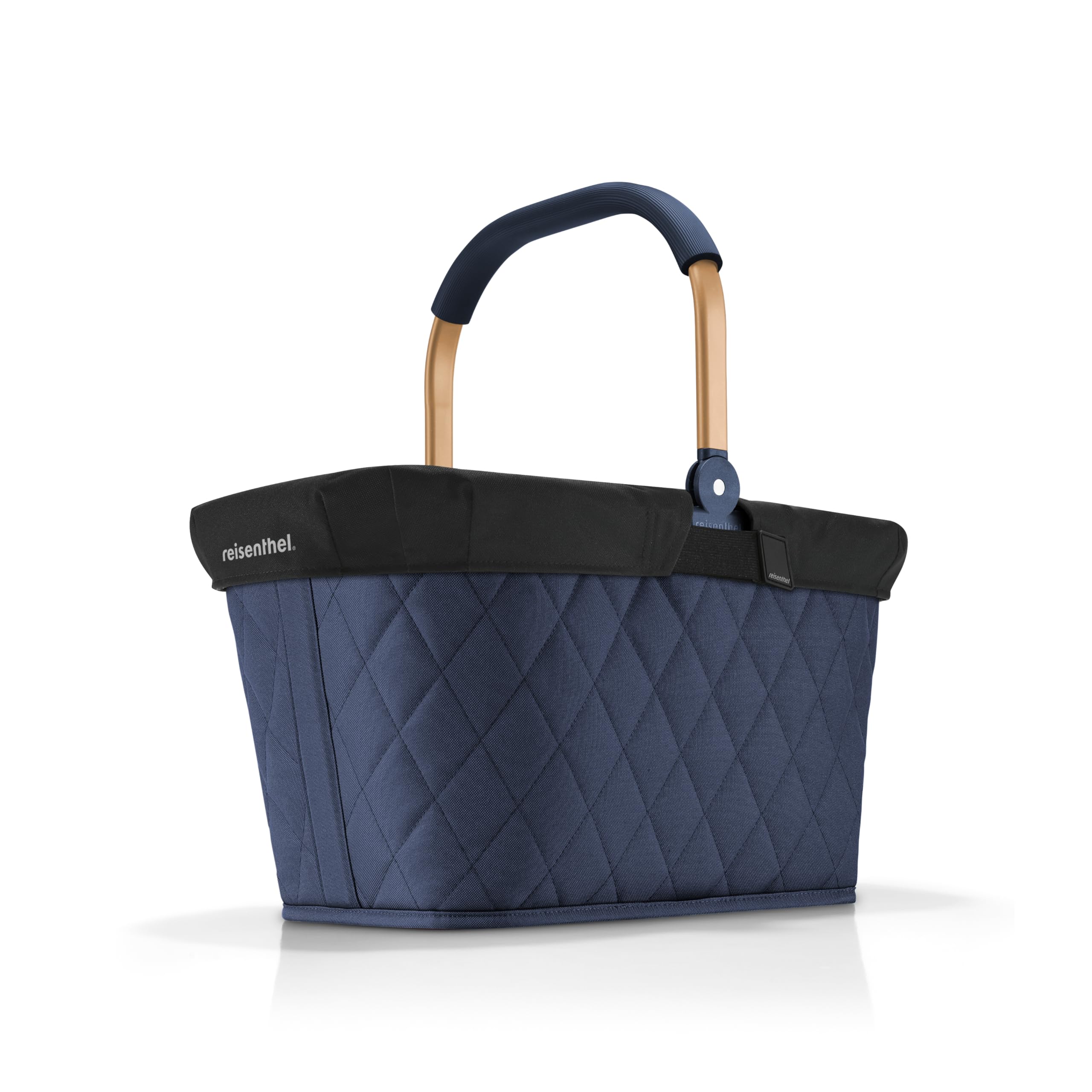 Reisenthel Set carrybag Midnight Gold con cubierta negra, estable cesta de la compra con práctico bolsillo interior, diseño elegante e impermeable