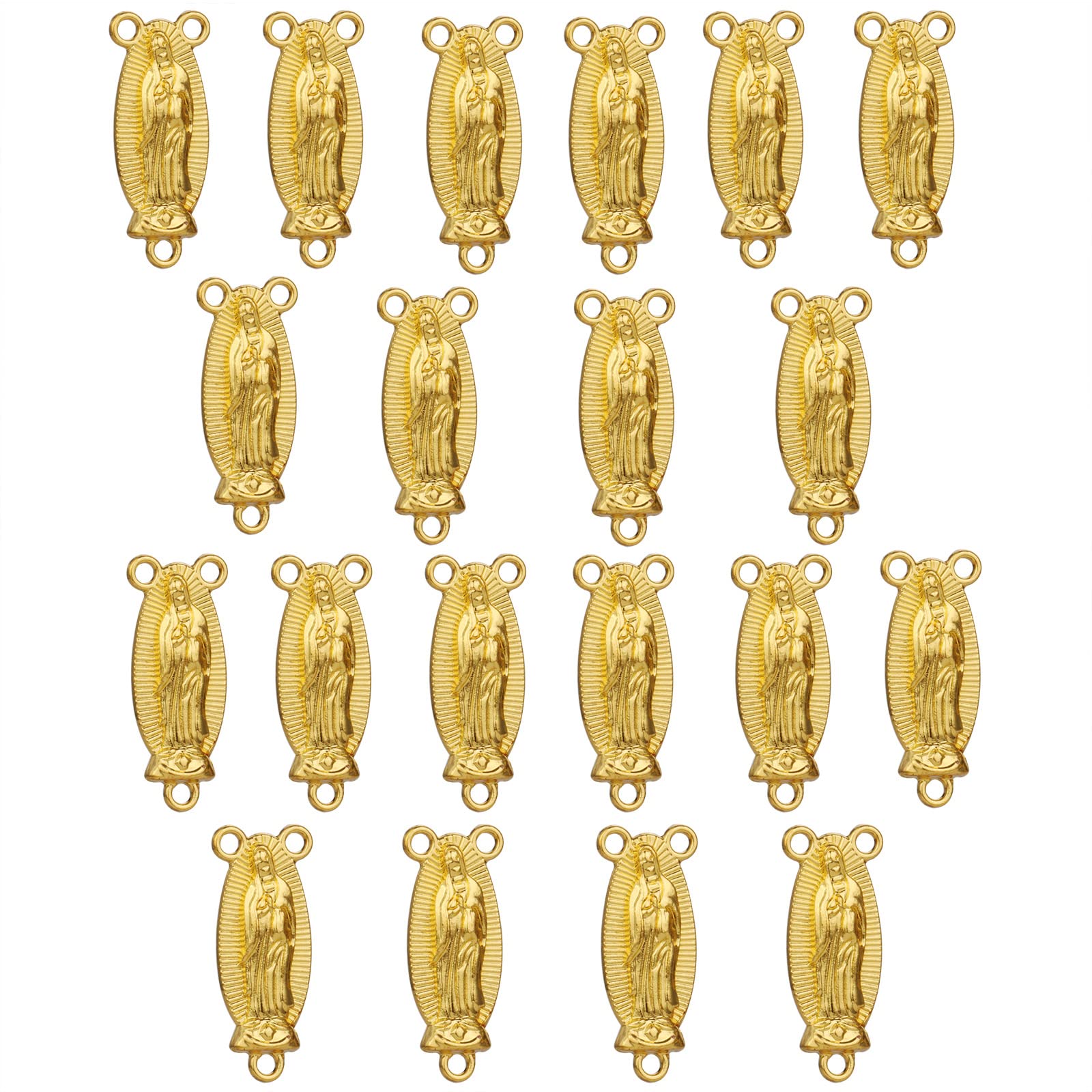 diyalo 3-Hole St Benedict/Miraculous Medal/Our Lady of Guadalupe/Virgin Mary/Christ Jesus Rosary Centerpiece Connector for DIY Prayer Chaplet Necklace Jewelry Making Part, Metal, No Gemstone