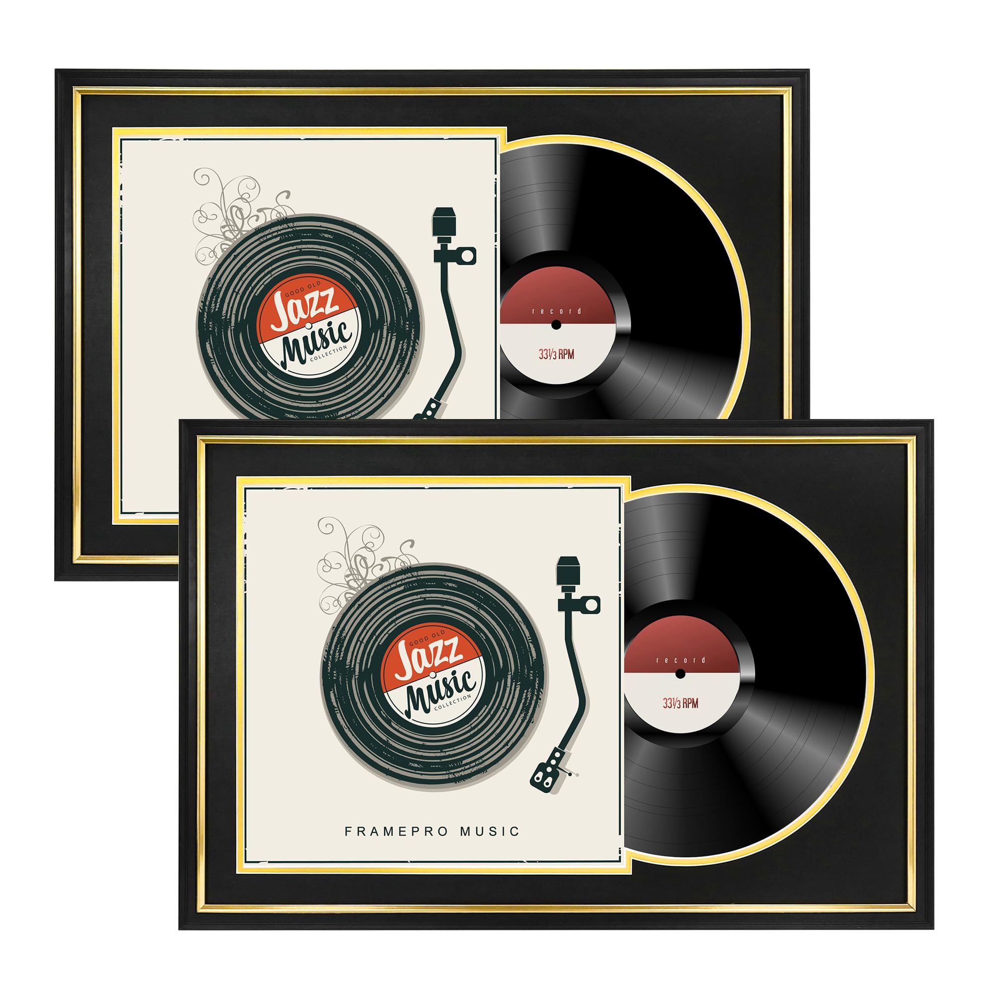 FramePro Marco de pared para álbum LP de vinilo de 12 pulgadas, marco de plexiglás sin disco de vinilo, 24 x 16 pulgadas, negro, 2 unidades
