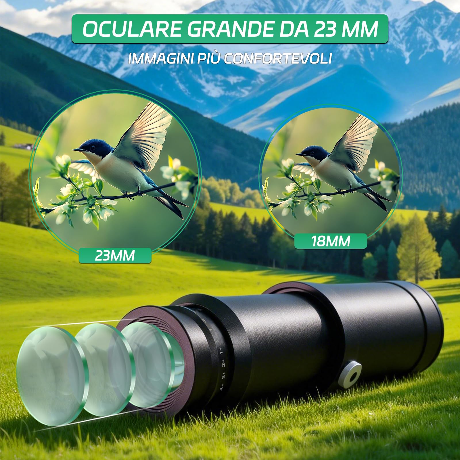 Telescopio Monoculare 10x50,Impermeabile per Birdwatching | HD FMC ad alta potenza Telescopio monoculare,Portatile per adulti bird watching caccia escursionismo, campeggio