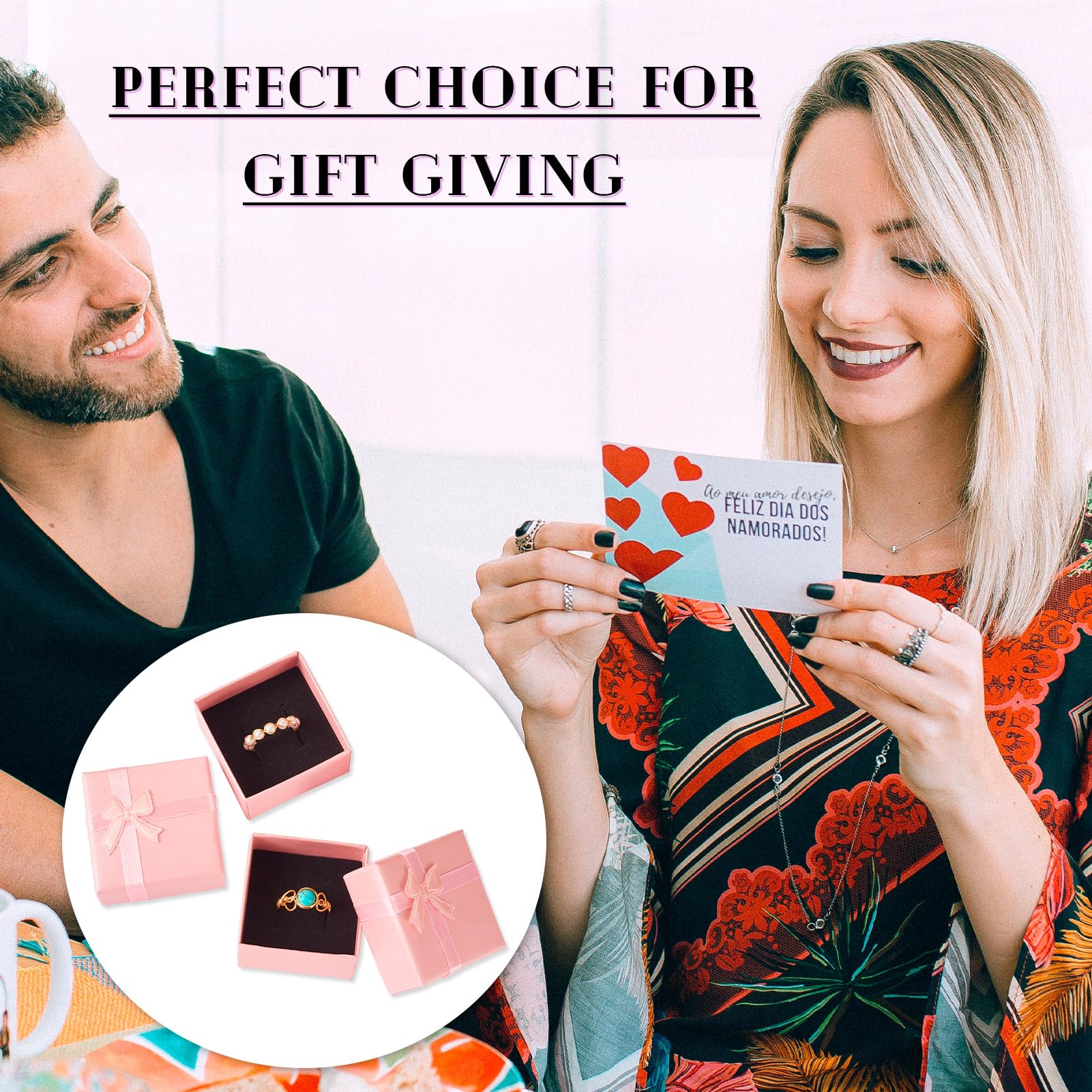 Cheriswelry 12 Pack Cardboard Rings Boxes 5x5cm Jewellery Ring Gift Box Bulk with Black Sponge Inside for Proposal Engagement Wedding Anniversary Pink - Image 4