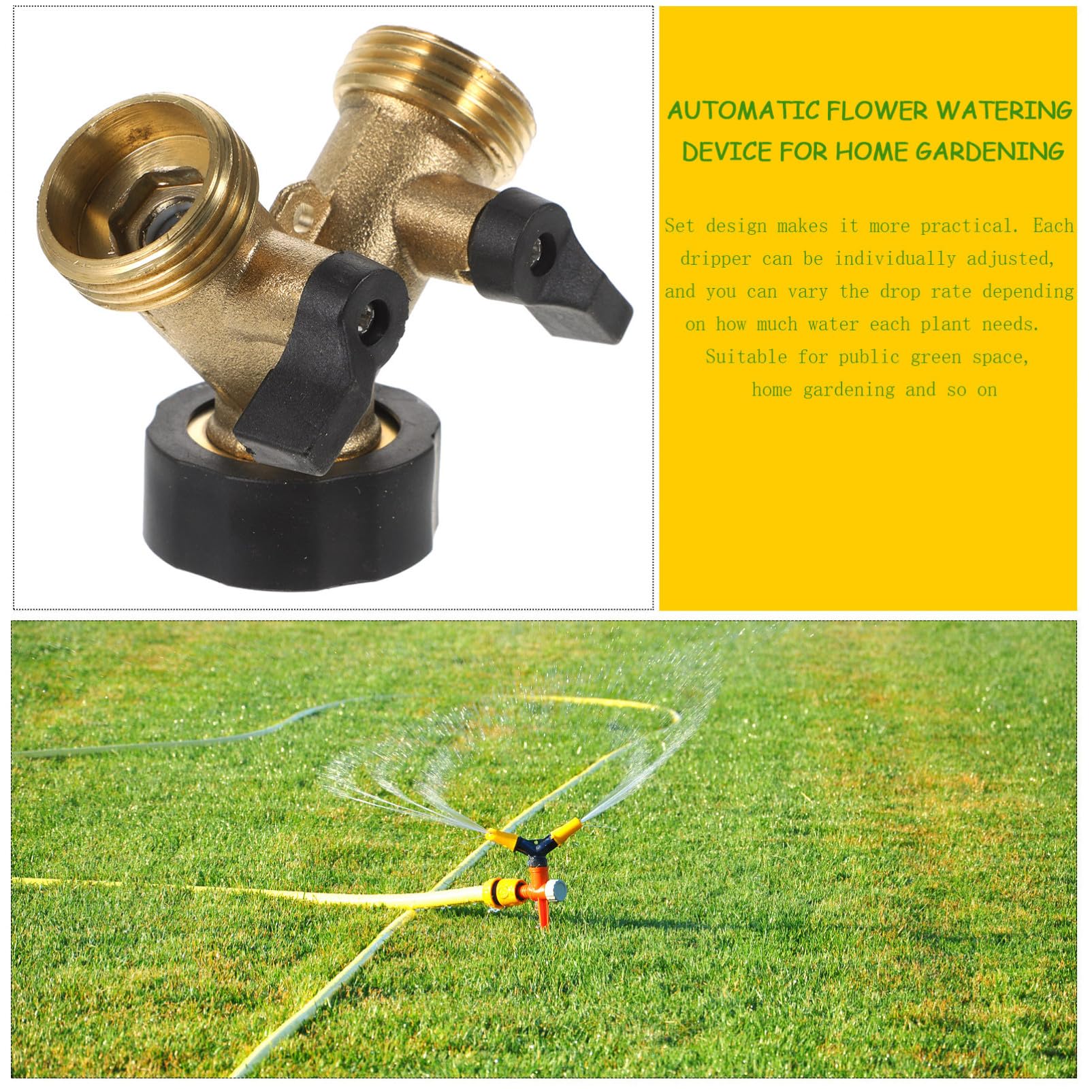 Messing Gartenschlauchverteiler Y-Form 2 Stück für Zwei Schläuche