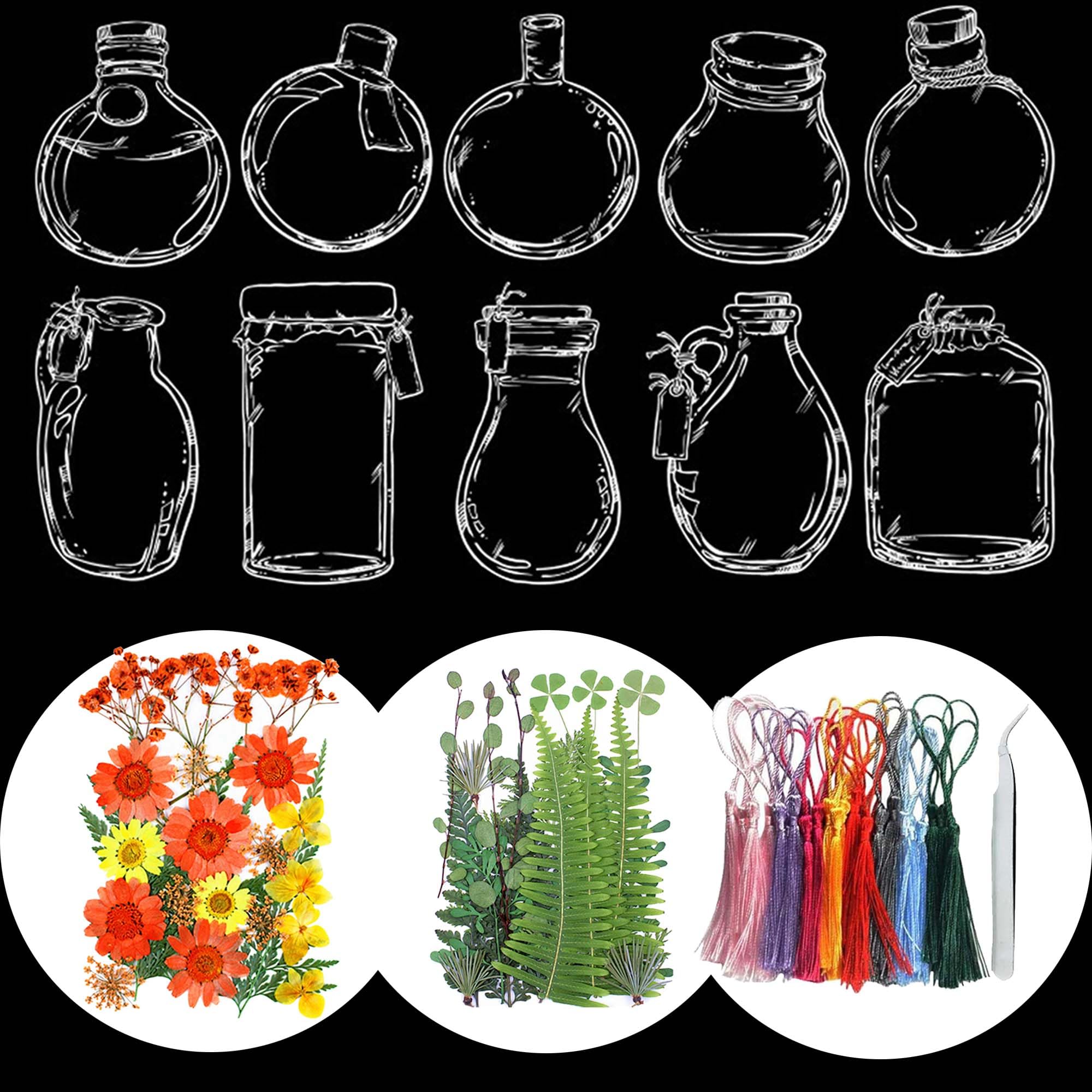 Cayway Secas Marcadores Transparentes DIY Marcadores Gran Etiquetas de Marcapáginas de Flores Juego Marcadores en Relieve Hechos a Mano Hacer Marcadores Página Flores (60PCS)