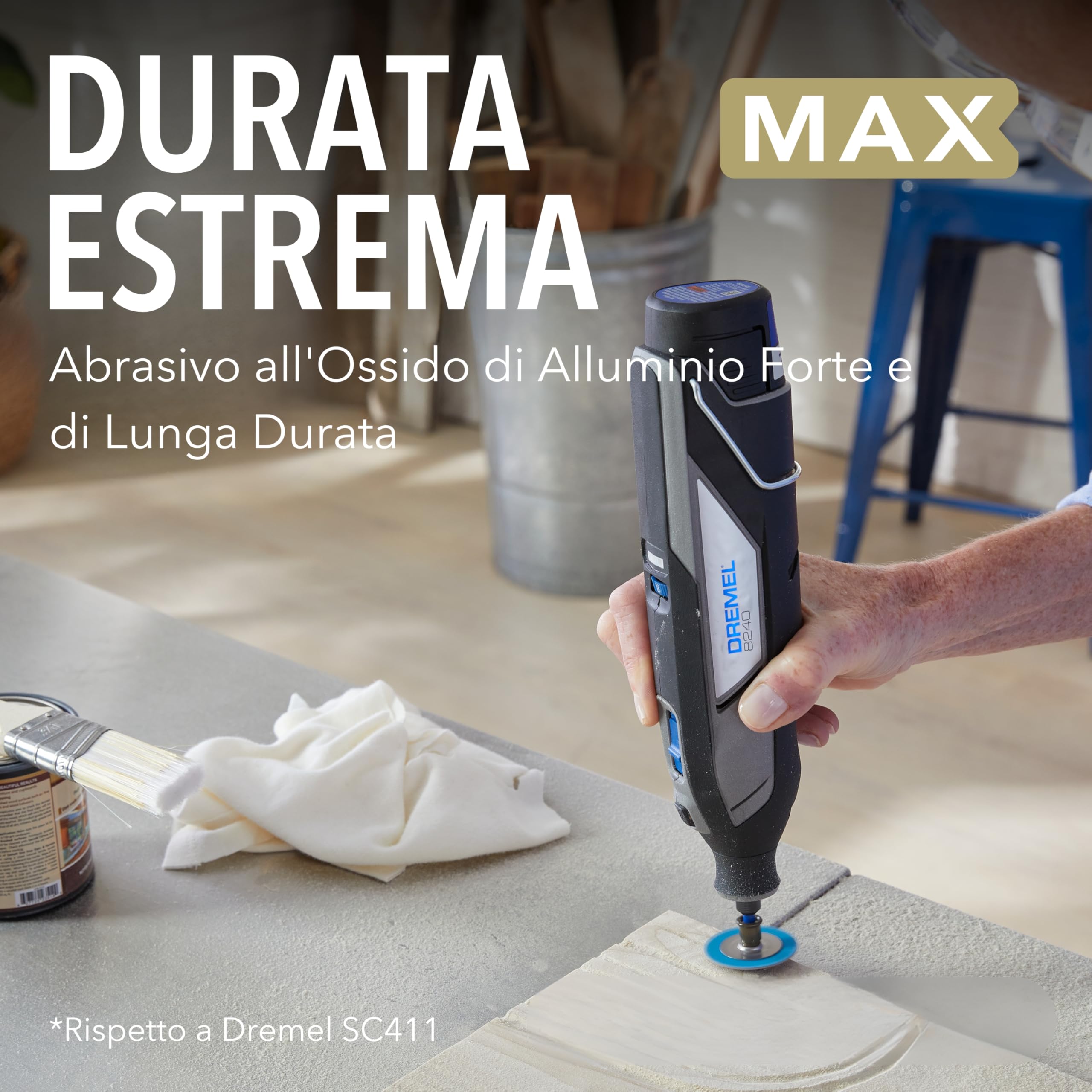 Dremel MAX - Disco abrasivo ad alte prestazioni (SC411DM), 3 dischi abrasivi in ossido di alluminio con diametro di 3,2 mm per modellare/levigare legno, plastica, metallo