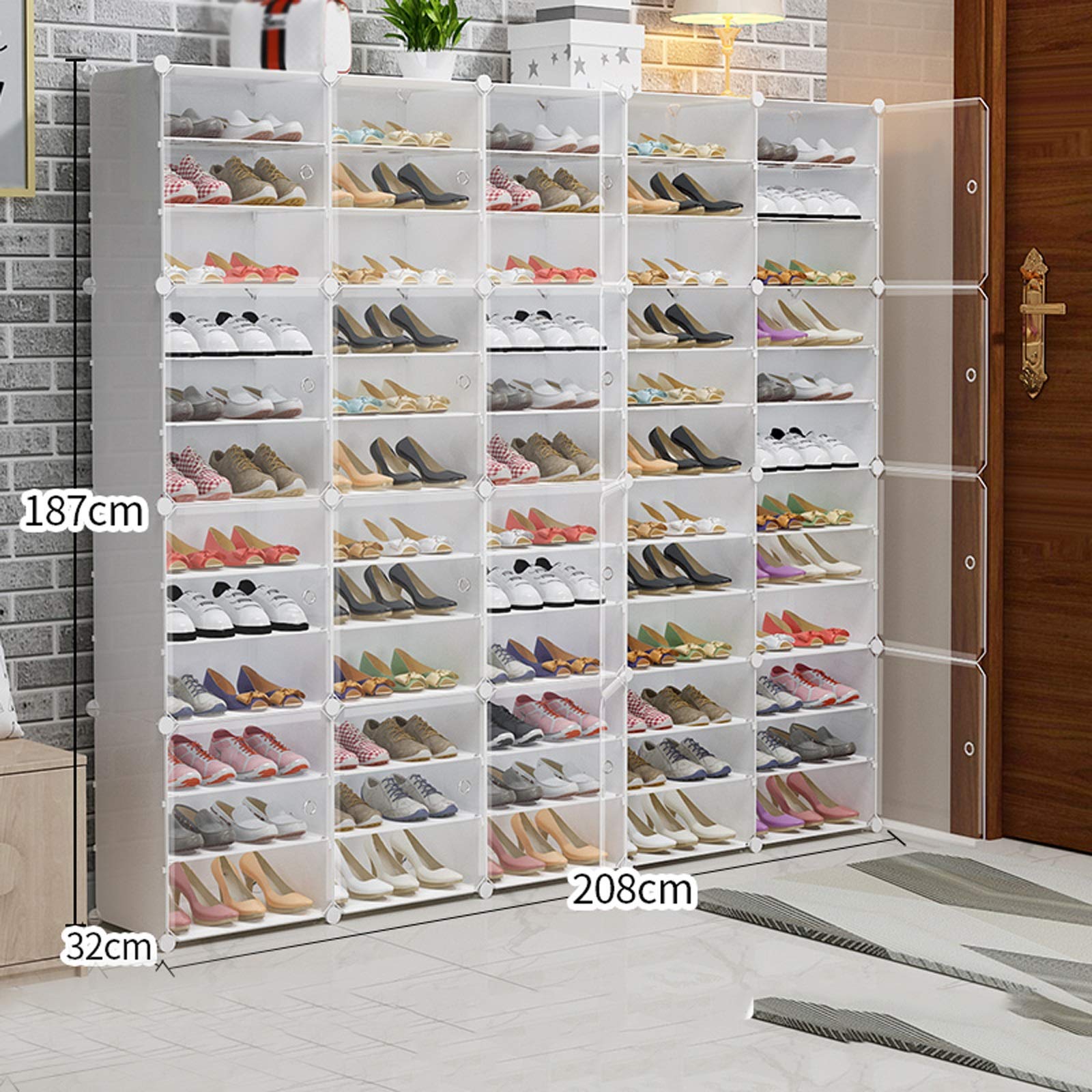 Amazon.com: ZEELYDE Shoe Rack,5 Columns 12 Tier Plastic Withdoor