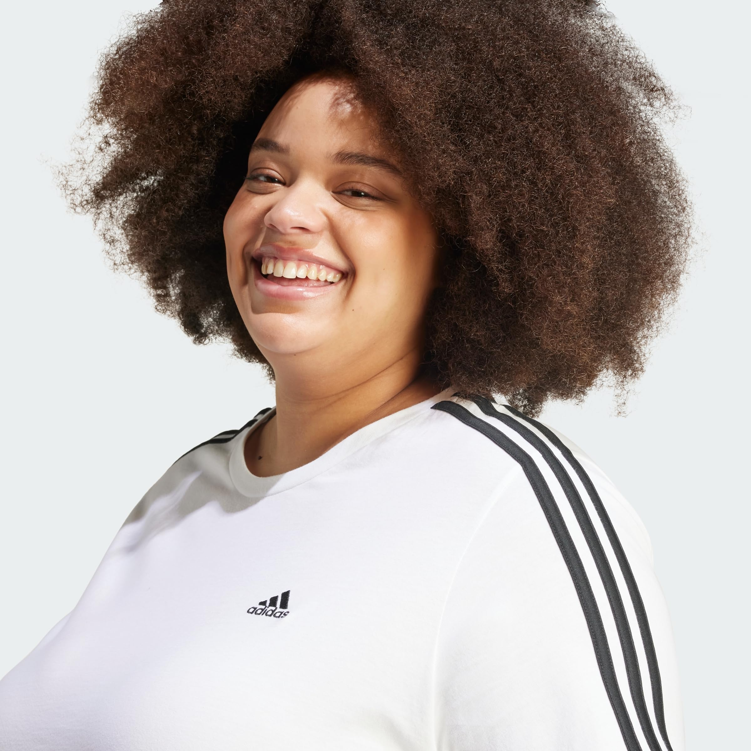 adidas Essentials Slim 3-Stripes tee (Plus Size) T-Shirt (Short Sleeve) Mujer