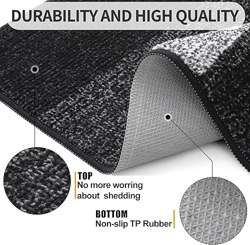 Miniatura 3 de Kitinjoy - Tapete para interior y exterior, 32 x 20 pulgadas, antideslizante y absorbente, atrapa la suciedad, delgado, lavable, resistente y suave,