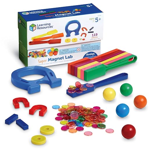 Learning Resources Super Magnet Lab Kit, STEM Toy, Critical Thinking, 119 Pieces, Ages 5+