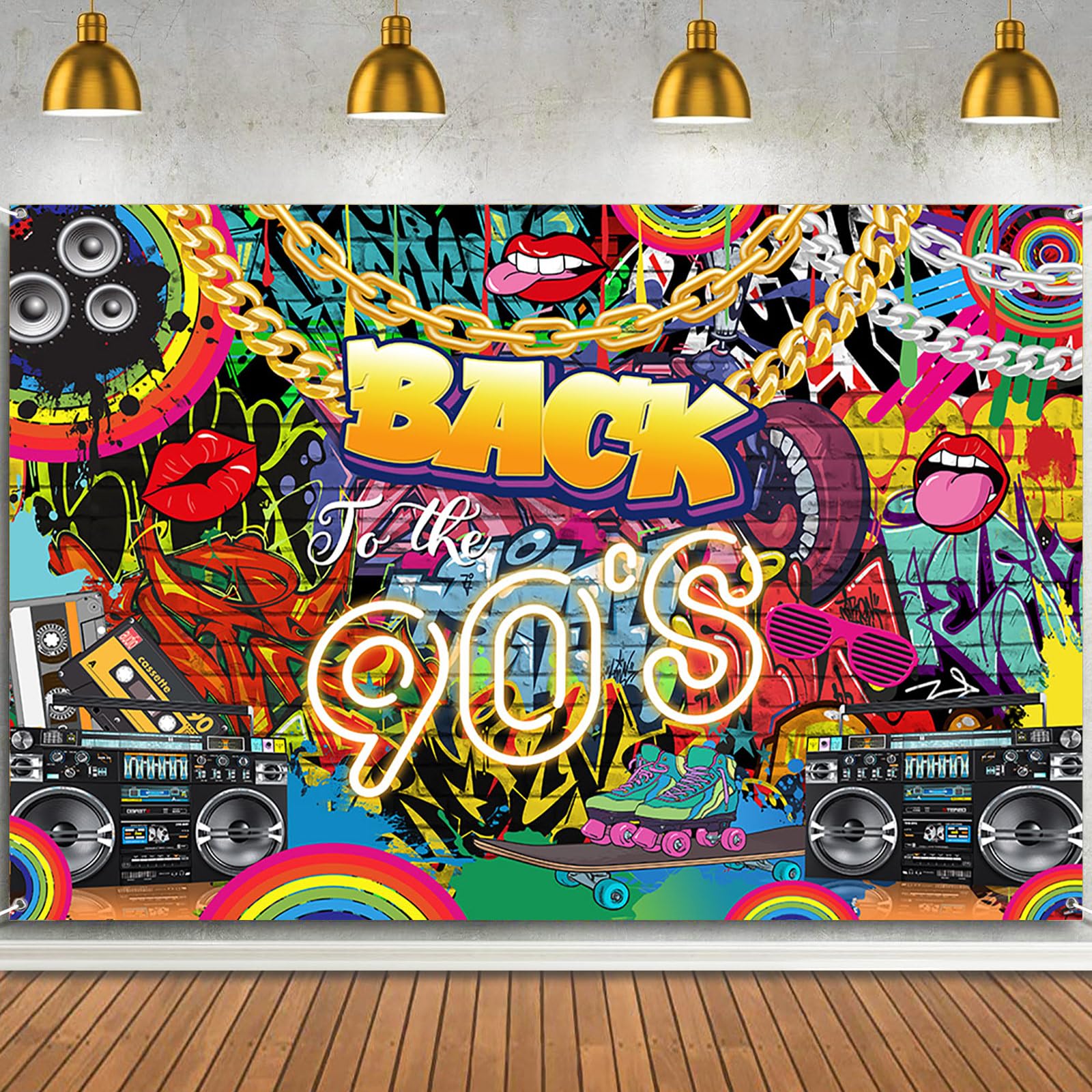 Sensfun Back to 90s backdrop Banner 80s 90's Party Decorations for photoshoot,1990s Hip Hop Retro Graffiti Wall Photography Background for 90s Theme