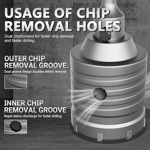 Broca para concreto 4-1/2" con núcleo de acero tungsteno SDS Plus miniatura 5