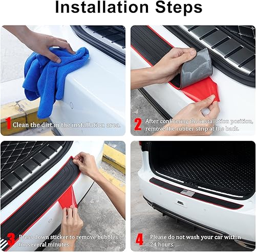 Miniatura 4 de SINGARO Protector de parachoques trasero de automóvil, 35.5 x 2.75 pulgadas, accesorios universales de goma antiarañazos para el maletero (bandera,